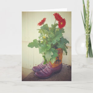 "Gerbera-Margriet Cowboylaarzen" Beterschapkaart Kaart