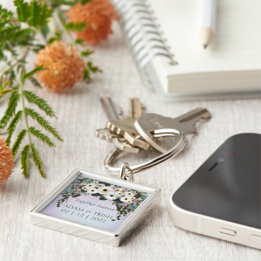 Gerbera Margrieten Bruiloft Sleutelhanger (Zijkant)