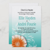 Gerbera Marguerite Oranje Aqua Avond Bloem Kaart (Voorkant / Achterkant)