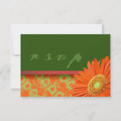 Gerbera Oranje Green Script RSVP-kaarten RSVP Kaartje (Voorkant)