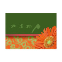 Gerbera Oranje Green Script RSVP-kaarten
