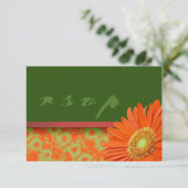 Gerbera Oranje Green Script RSVP-kaarten RSVP Kaartje (Staand voorkant)