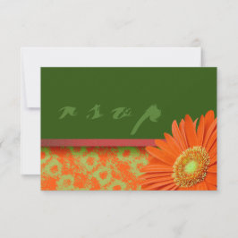 Gerbera Oranje Green Script RSVP-kaarten RSVP Kaartje