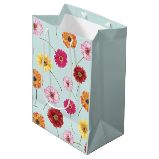 Gerbera,pink,red,orange,yellow  medium cadeauzakje (Voorkant Gekanteld)