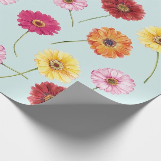 Gerbera,pink,red,orange,yellow wrapping cadeaupapier (Hoek)