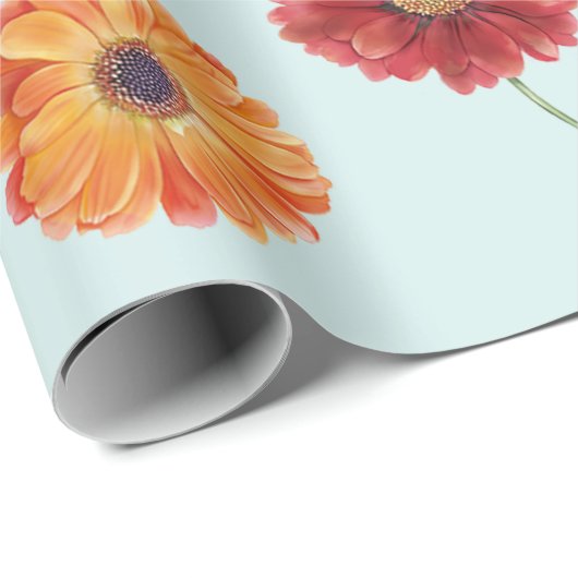 Gerbera,pink,red,orange,yellow wrapping cadeaupapier (Rol Hoek)