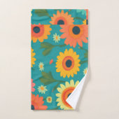 Gerbera Retro Kleurrijk Gepersonaliseerd Patroon Bad Handdoek (Handdoek)