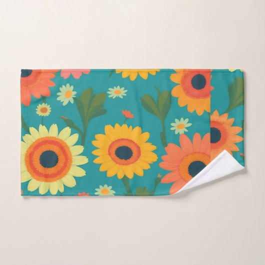 Gerbera Retro Kleurrijk Gepersonaliseerd Patroon Bad Handdoek (Handdoek)