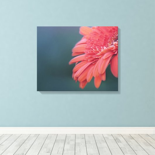 Gerbera rode bloem canvas afdruk (Insitu (Houten vloer))