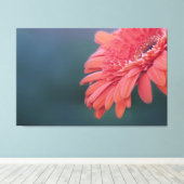 Gerbera rode bloem canvas afdruk (Insitu (Houten vloer))