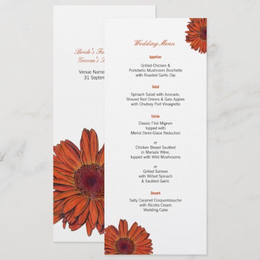 Gerbera Trouwmenu Menu (Voorkant / Achterkant)