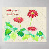 Gerbera Waterverf Schilder rood groenwaspapier Poster (Voorkant)