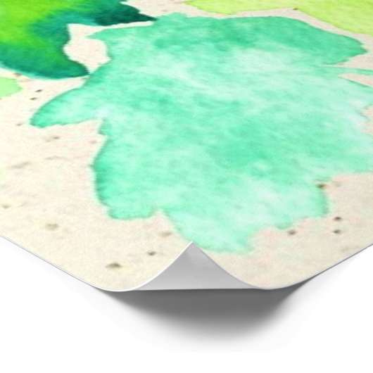 Gerbera Waterverf Schilder rood groenwaspapier Poster (Hoek)