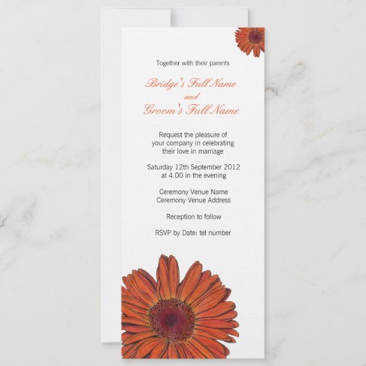 Gerbera Wedding Uitnodiging (Voorkant)