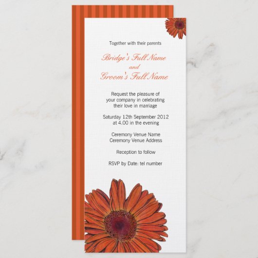 Gerbera Wedding Uitnodiging (Voorkant / Achterkant)