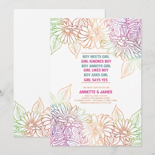 Gerbera Wedding Uitnodiging (Voorkant / Achterkant)