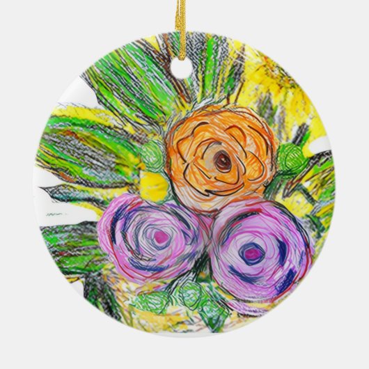 Gerberas Daisy Keramisch Ornament (Achterkant)