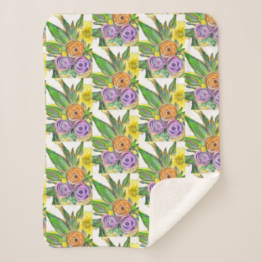 Gerberas Daisy Sherpa Deken (Voorkant)