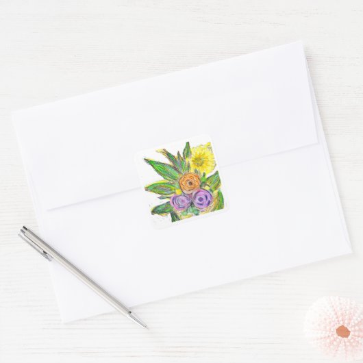 Gerberas Daisy Vierkante Sticker (Envelop)