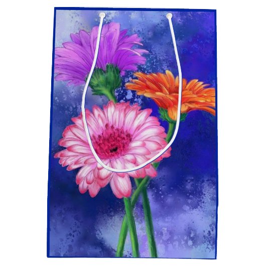 Gerberas Gift Bag Mooie Kleur Bloemen Medium Cadeauzakje (Achterkant)