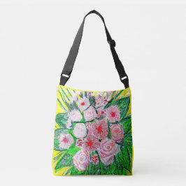 Gerberas, Rosas, Dianthus caryophyllus-Tas Crossbody Tas
