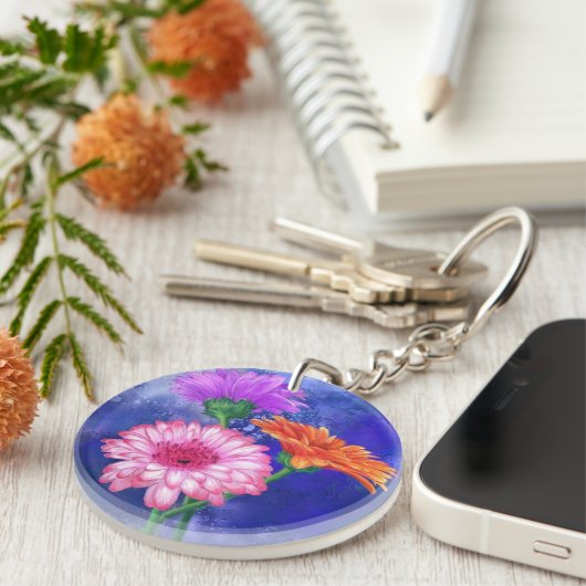 Gerberas Sleutelhanger Cadeau Mooie Bloemen (Voorkant Rechts)