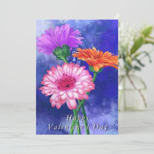 Gerberas Valentijnsdag kaart (Staand voorkant)