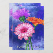 Gerberas Valentijnsdag kaart (Voorkant / Achterkant)