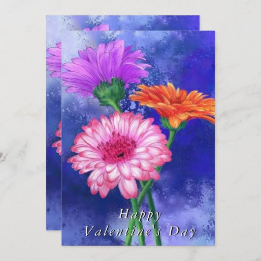 Gerberas Valentijnsdag kaart (Voorkant / Achterkant)