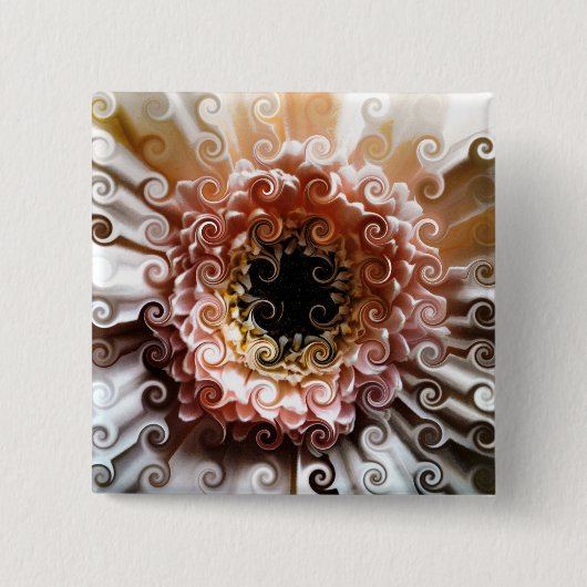 GERBERAS VIERKANTE BUTTON 5,1 CM (Voorkant)