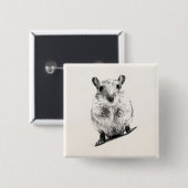 Gerbil Baby Animal Illustration Pet Gerbils Vierkante Button 5,1 Cm (Voorkant /achterkant)