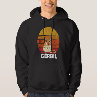 Gerbil Desert Rat Retro Vintage Sunset Rodent Gerb Hoodie