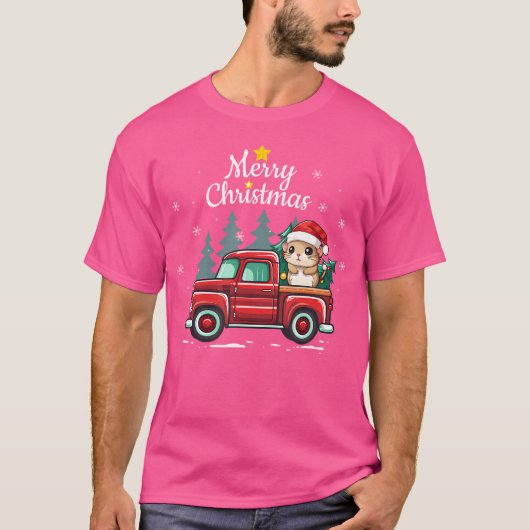 Gerbil Kersttruck Plaid Grappige Kerstboom T-shirt (Voorkant)
