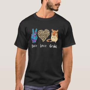 Gerbil Love Peace Leopard Heart Desert Rodent Anim T-shirt