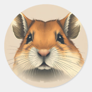 Gerbil Portrait Retro Pet Ronde Sticker