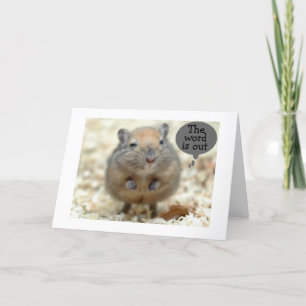 GERBIL ZEGT "HET WOORD IS UIT" GROEP VERJAARDAG KAART