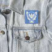 GERD Bewustmaking Periwinkle Ribbon Angel - Aangep Vierkante Button 5,1 Cm (In situ)