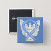GERD Bewustmaking Periwinkle Ribbon Angel - Aangep Vierkante Button 5,1 Cm (Voorkant /achterkant)