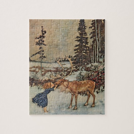 Gerda and the Reindeer by Dulac Vintage Legpuzzel (Verticaal)