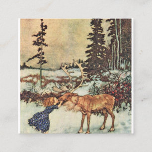 Gerda en de rendier - Edmund Dulac Vierkante Visitekaartje