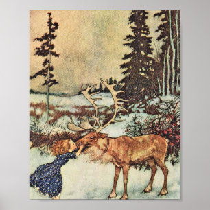 Gerda en de rendieregeling - Edmund Dulac Poster