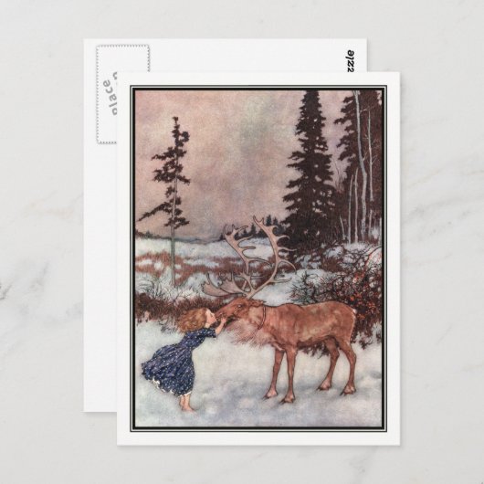 Gerda en de rendiervis van Edmund Dulac Briefkaart (Voorkant / Achterkant)