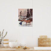 Gerda en de rendiervis van Edmund Dulac Poster (Keuken)