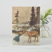 Gerda en Reindeer van Dulac Kerstparty Kaart (Staand voorkant)
