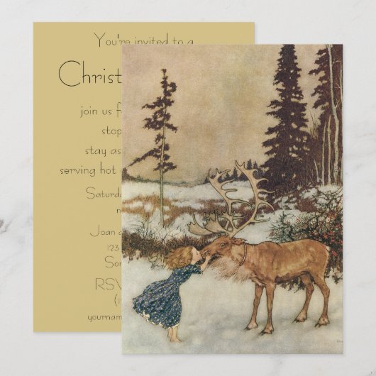 Gerda en Reindeer van Dulac Kerstparty Kaart (Voorkant / Achterkant)