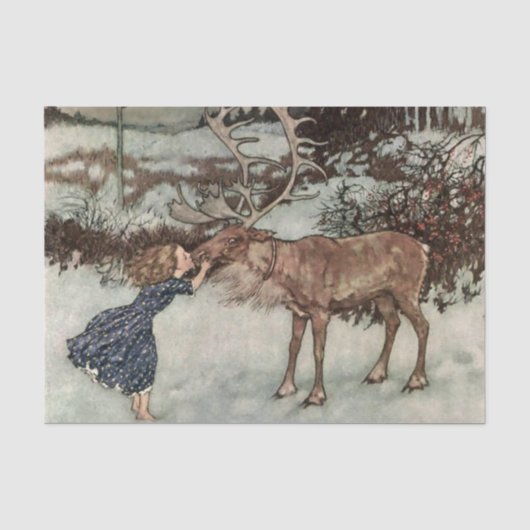 “Gerda kust het rendier” door Edmund Dulac Tissuepapier (Voorkant)