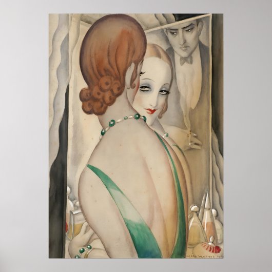 Gerda Wegener - Op de spiegel Art Déco Poster (Voorkant)
