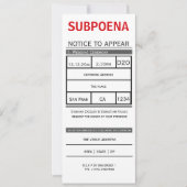 gerechtelijke dagvaarding voor een oproeping voor  kaart (Voorkant)