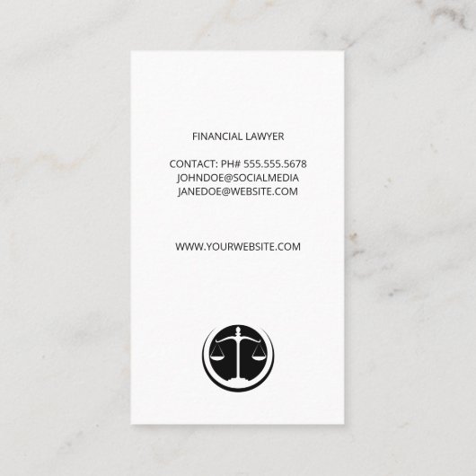 Gerechtelijke weegschaal| Advocaat | Law Visitekaa Afsprakenkaartje (Achterkant)