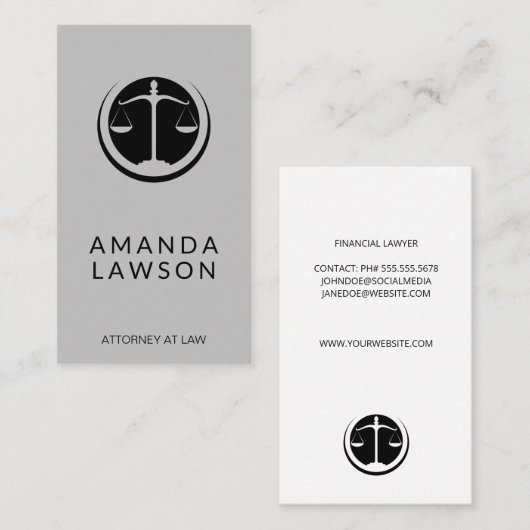 Gerechtelijke weegschaal| Advocaat | Law Visitekaa Afsprakenkaartje (Voorkant / Achterkant)